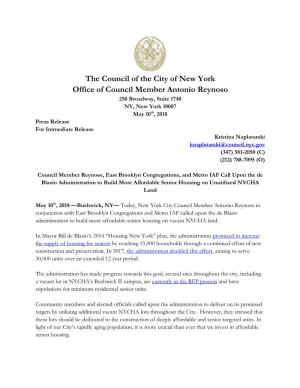The Council of the City of New York Office of Council Member Antonio
