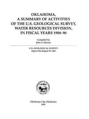 Oklahoma, a Summary of Activities of the U.S. Geological Survey, Water Resources Division, in Fiscal Years 1988-90