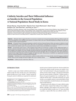 Celebrity Suicides and Their Differential Influence on Suicides in the General Population: a National Population-Based Study in Korea