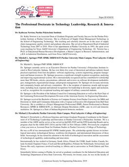 The Professional Doctorate in Technology Leadership, Research & Innovation