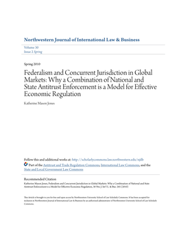 Federalism and Concurrent Jurisdiction in Global Markets: Why