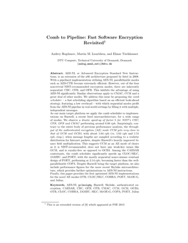 Comb to Pipeline: Fast Software Encryption Revisited†