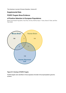 Supplemental Data FOXP2 Targets Show Evidence of Positive