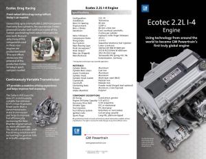 Ecotec 2.2L I-4 Engine Specifications Front-Wheel Drive Drag Racing Reflects TodayS Car Market