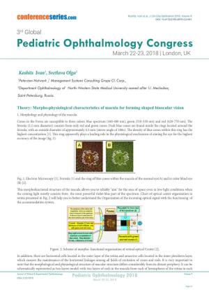 Pediatric Ophthalmology Congress March 22-23, 2018 | London, UK