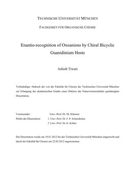 Enantio-Recognition of Oxoanions by Chiral Bicyclic Guanidinium Hosts