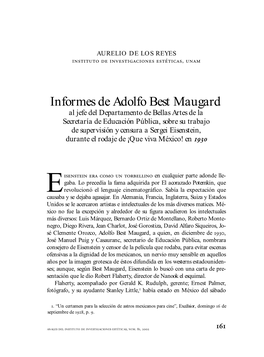 Informes De Adolfo Best Maugard Al Jefe Del Departamento De Bellas