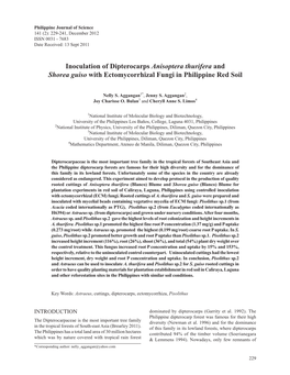 Inoculation of Dipterocarps Anisoptera Thurifera and Shorea Guiso with Ectomycorrhizal Fungi in Philippine Red Soil