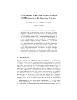 Lattice-Based DAPS and Generalizations: Self-Enforcement in Signature Schemes