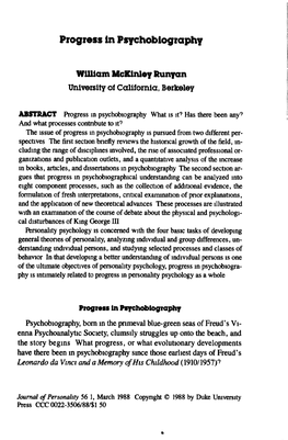 Progress in Psychobiography
