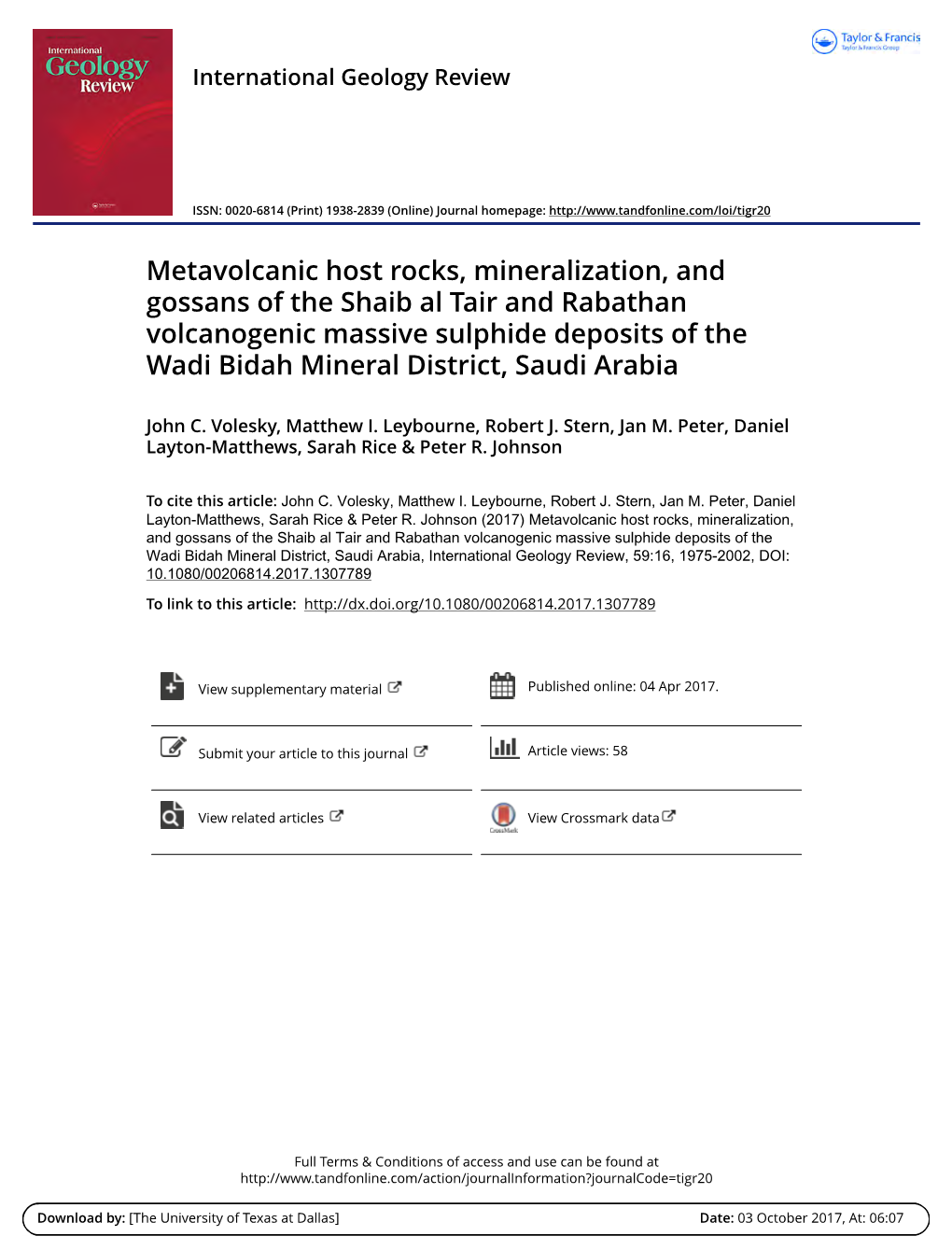 Metavolcanic Host Rocks, Mineralization, and Gossans of The