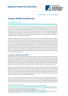 Yemen: Salafis and the War