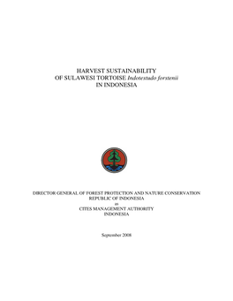 HARVEST SUSTAINABILITY of SULAWESI Tortoiseindotestudo