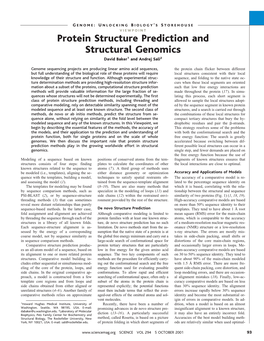 Protein Structure Prediction and Structural Genomics David Baker1 and Andrej Sali2