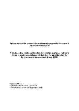 Enhancing the UN System Information Exchange on Environmental Capacity Building (ECB)