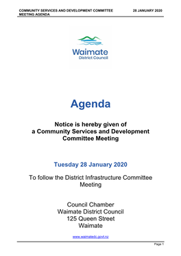 Agenda of Community Services and Development Committee Meeting