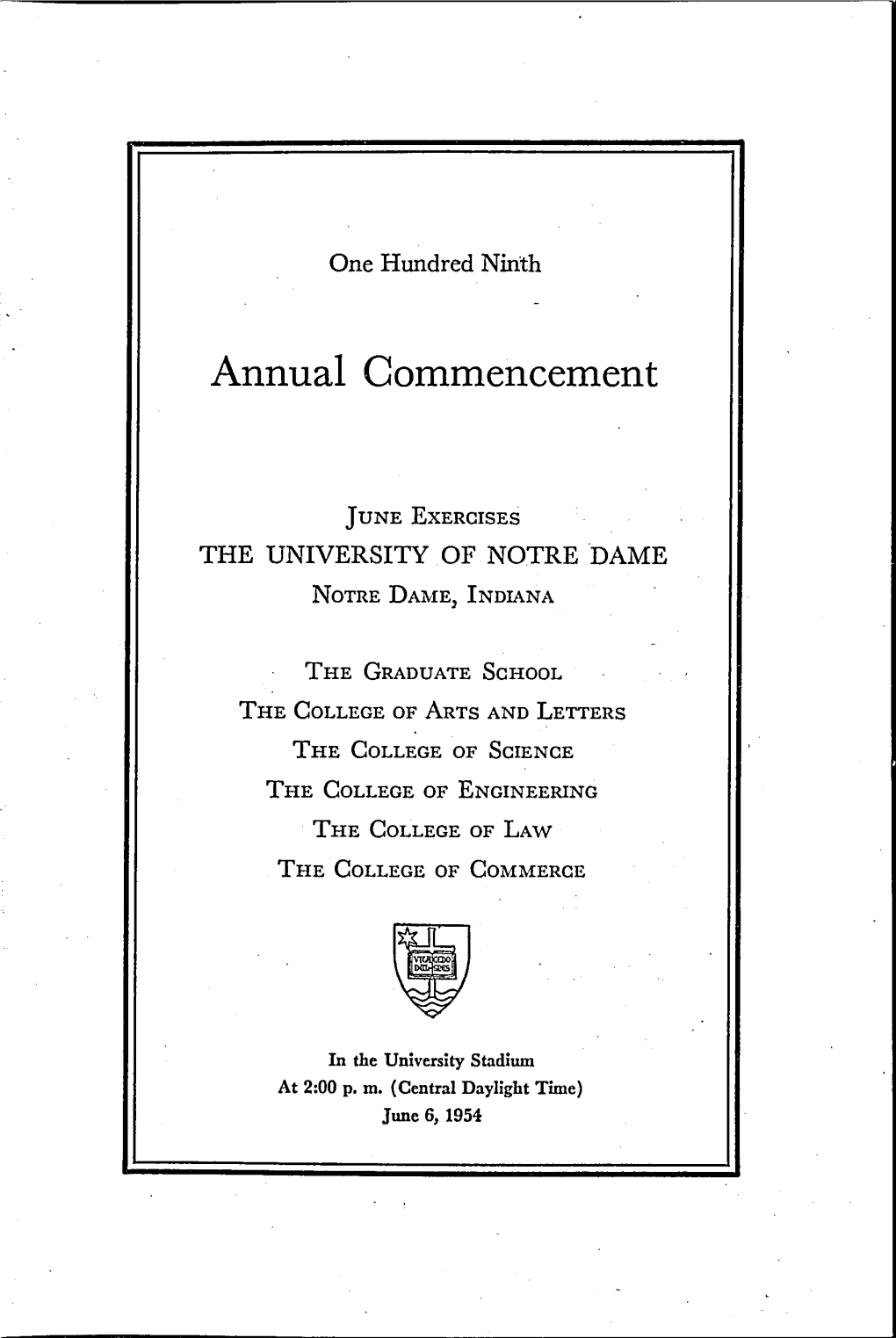 1954-06-06 University of Notre Dame Commencement Program