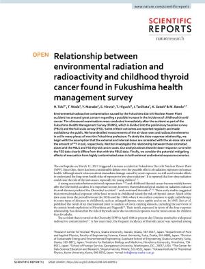 Relationship Between Environmental Radiation and Radioactivity and Childhood Thyroid Cancer Found in Fukushima Health Management Survey H