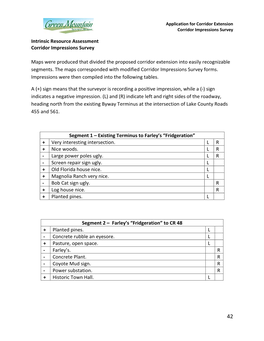 Intrinsic Resource Assessment Corridor Impressions Survey Maps Were Produced That Divided the Proposed Corridor Extension Into E