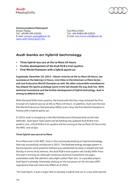 Audi Banks on Hybrid Technology