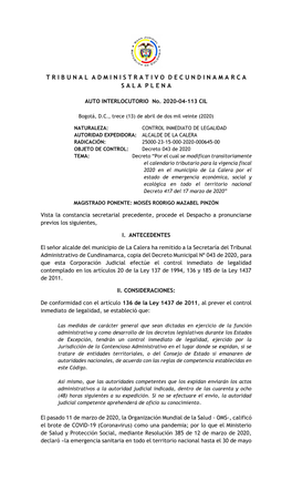 Bogotá, DC, Trece (13) De Abril De Dos Mil Veinte (2020)