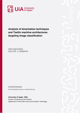 Analysis of Binarization Techniques and Tsetlin Machine Architectures Targeting Image Classification