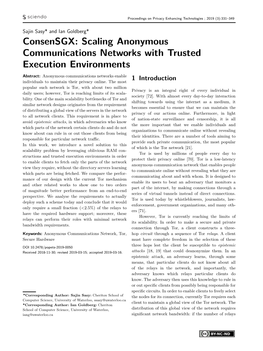 Consensgx: Scaling Anonymous Communications Networks With