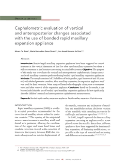 Cephalometric Evaluation of Vertical and Anteroposterior Changes Associated with the Use of Bonded Rapid Maxillary Expansion Appliance