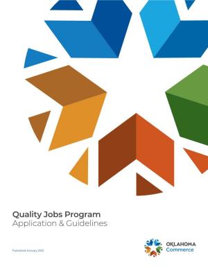 Quality Jobs Program Application & Guidelines