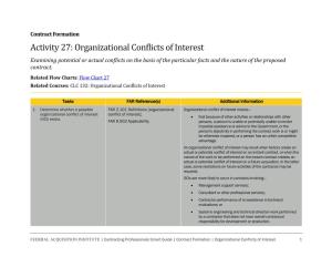Activity 27: Organizational Conflicts of Interest Examining Potential Or Actual Conflicts on the Basis of the Particular Facts and the Nature of the Proposed Contract