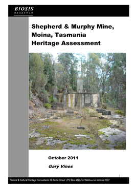 Shepherd & Murphy Mine, Moina, Tasmania Heritage Assessment
