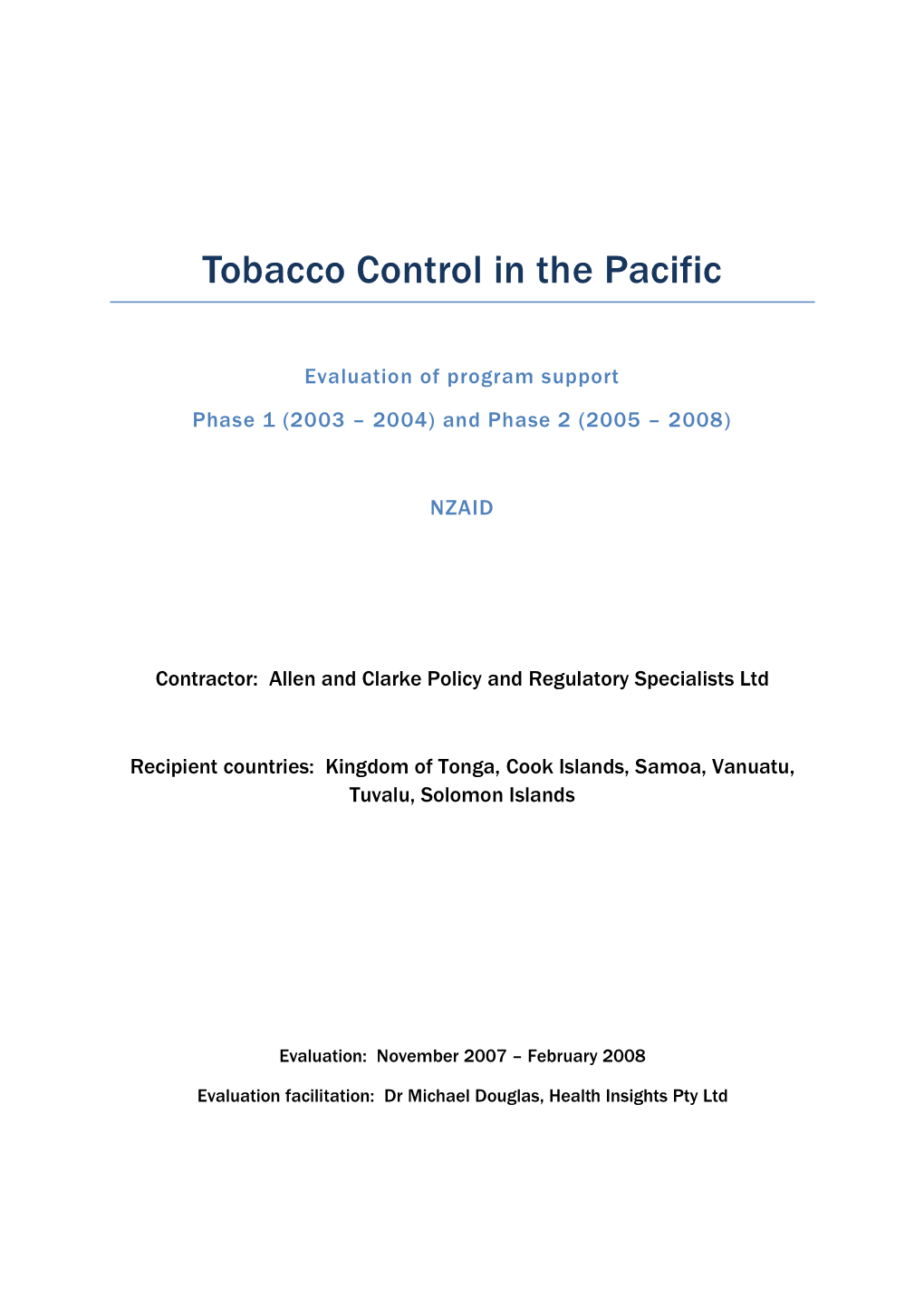 Tobacco Control in the Pacific