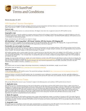 UPS Surepost® Terms and Conditions