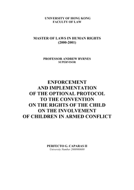 Enforcement and Implementation of the Optional Protocol to the Convention on the Rights of the Child on the Involvement of Children in Armed Conflict