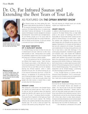 Dr. Oz, Far Infrared Saunas and Extending the Best Years of Your Life