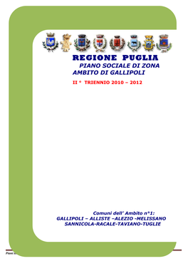Regione Puglia Piano Sociale Di Zona Ambito Di Gallipoli