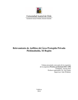 Informe Relevamiento De Anfibios Del Área Protegida Privada Pic.Pdf