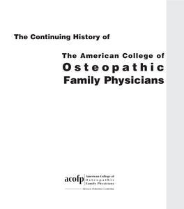 The Continuing History of the American College of Osteopathic