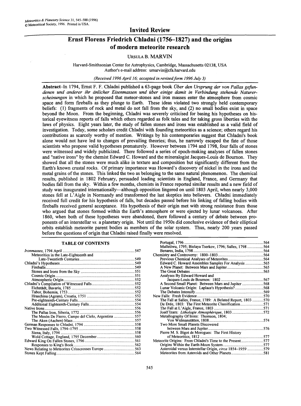 And the Origins of Modern Meteorite Research URSULAB