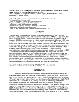 Patterns and Drivers of Land Cover Change in Community-Managed Forests Amy E