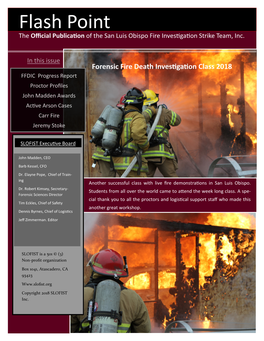 Flash Point the Official Publication of the San Luis Obispo Fire Investigation Strike Team, Inc