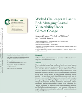 Wicked Challenges at Land's End: Managing Coastal Vulnerability Under Climate Change