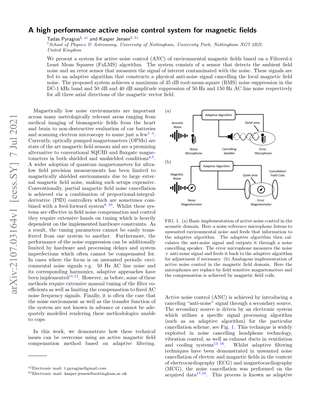 A High Performance Active Noise Control System for Magnetic Fields