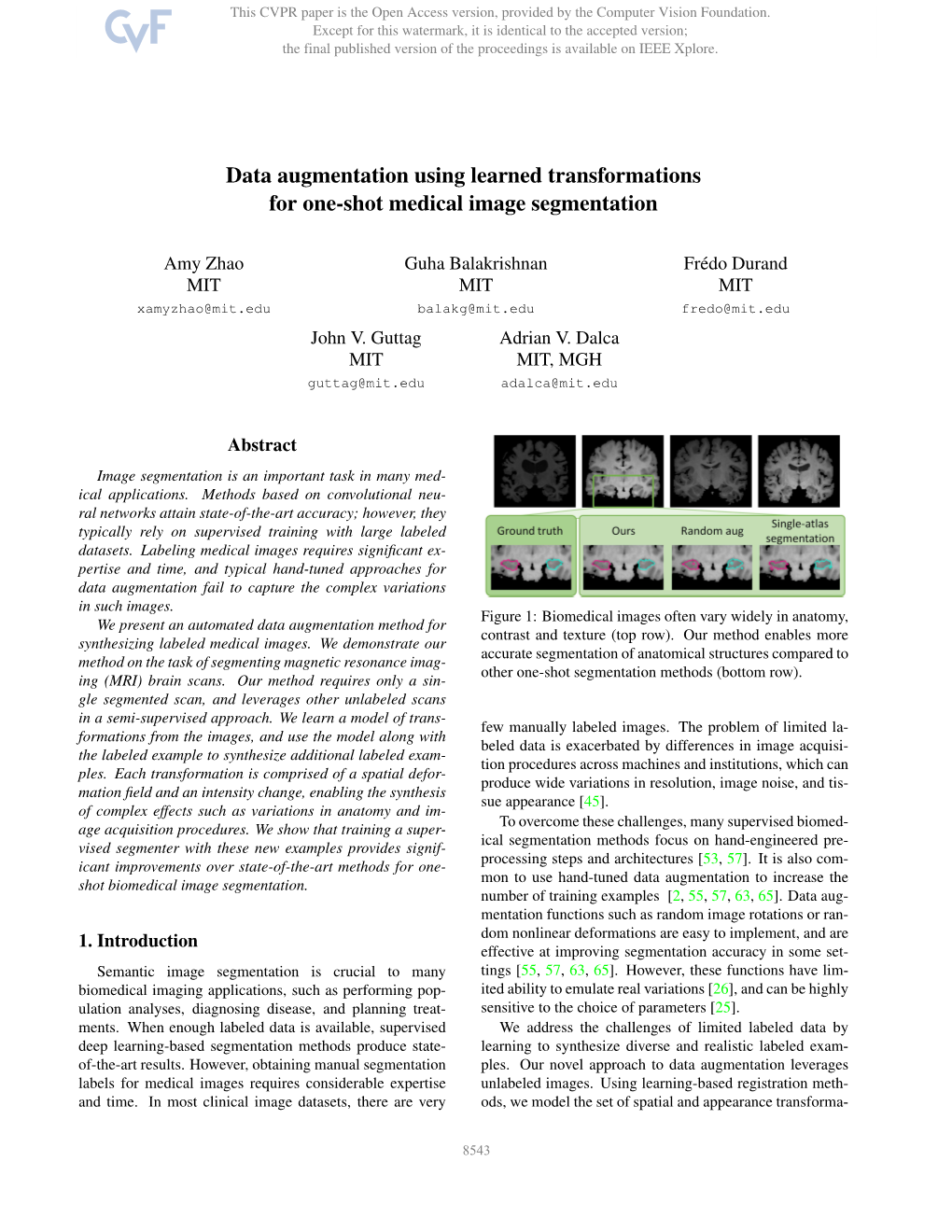 Data Augmentation Using Learned Transformations for One-Shot Medical Image Segmentation