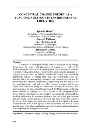 Conceptual Change Theory As a Teaching Strategy in Environmental Education