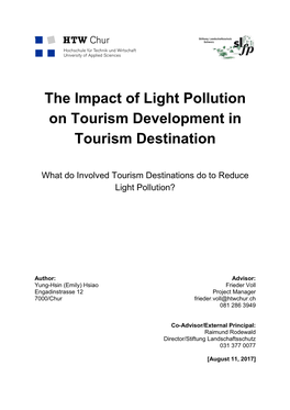 The Impact of Light Pollution on Tourism Development in Tourism Destination