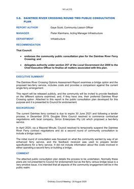 5.8 Daintree River Crossing Round Two Public Consultation Plan