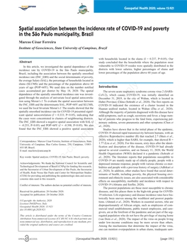 Spatial Association Between the Incidence Rate of COVID-19 and Poverty in the São Paulo Municipality, Brazil