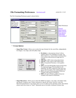 File Formatting Preferences [Download As Pdf] Current For: V1.6.0