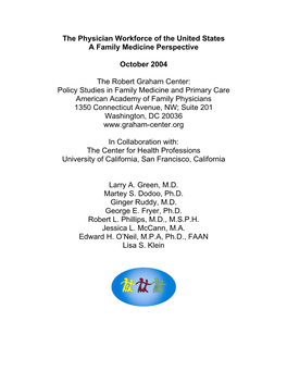The Physician Workforce of the United States: a Family Medicine